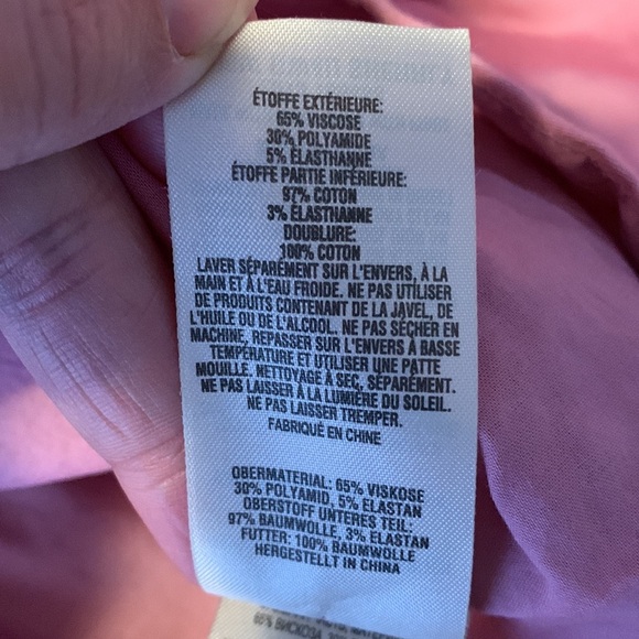 TED BAKER LONDON sherry dusky pink stretch peplum bell sleeve blouse size 0 XS - Picture 9 of 12